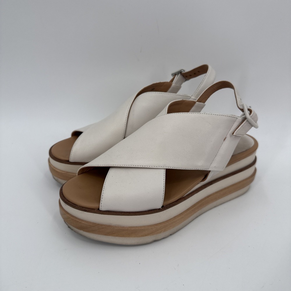 Paloma Barcelo Womens Leather Platform Wedge Sandals Size 38/7.5 Designer